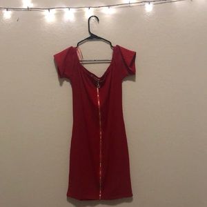 Off the shoulder red dress